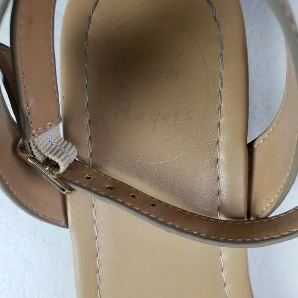 Jack Rogers Hannah Strappy Sandal Womens 9 Gold Leather Ankle Strap Open Toe - Picture 13 of 15